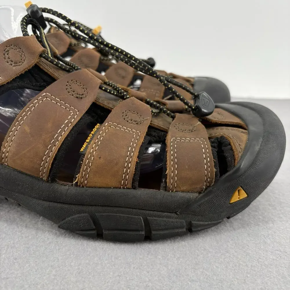 KEEN Newport Bison Brown Leather Waterproof Hiking Sandals Mens Sz 12.5 1001870